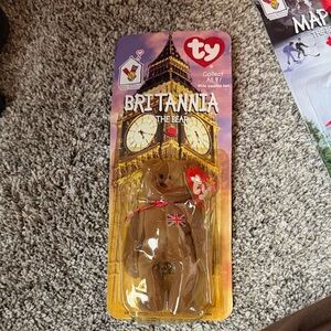 Ty Britannia Bear with Union Jack and Red Ribbon
